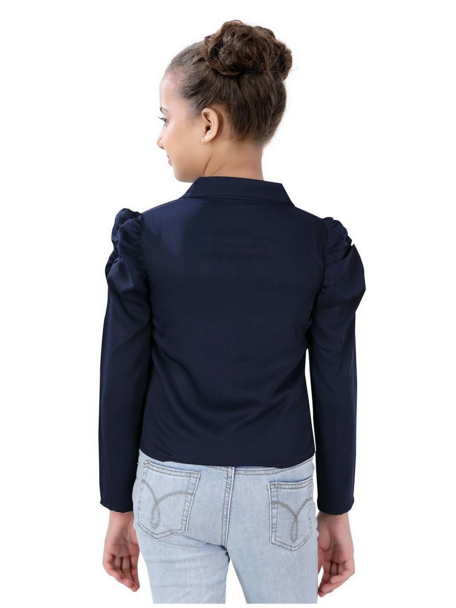 poplins Kids Blue Cotton Regular Fit Full Sleeves Top