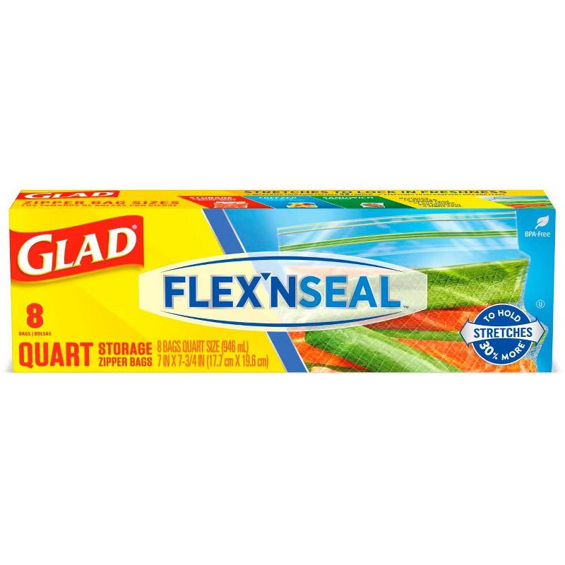 Glad Flex'N Seal Quart Travel Bags - 8ct