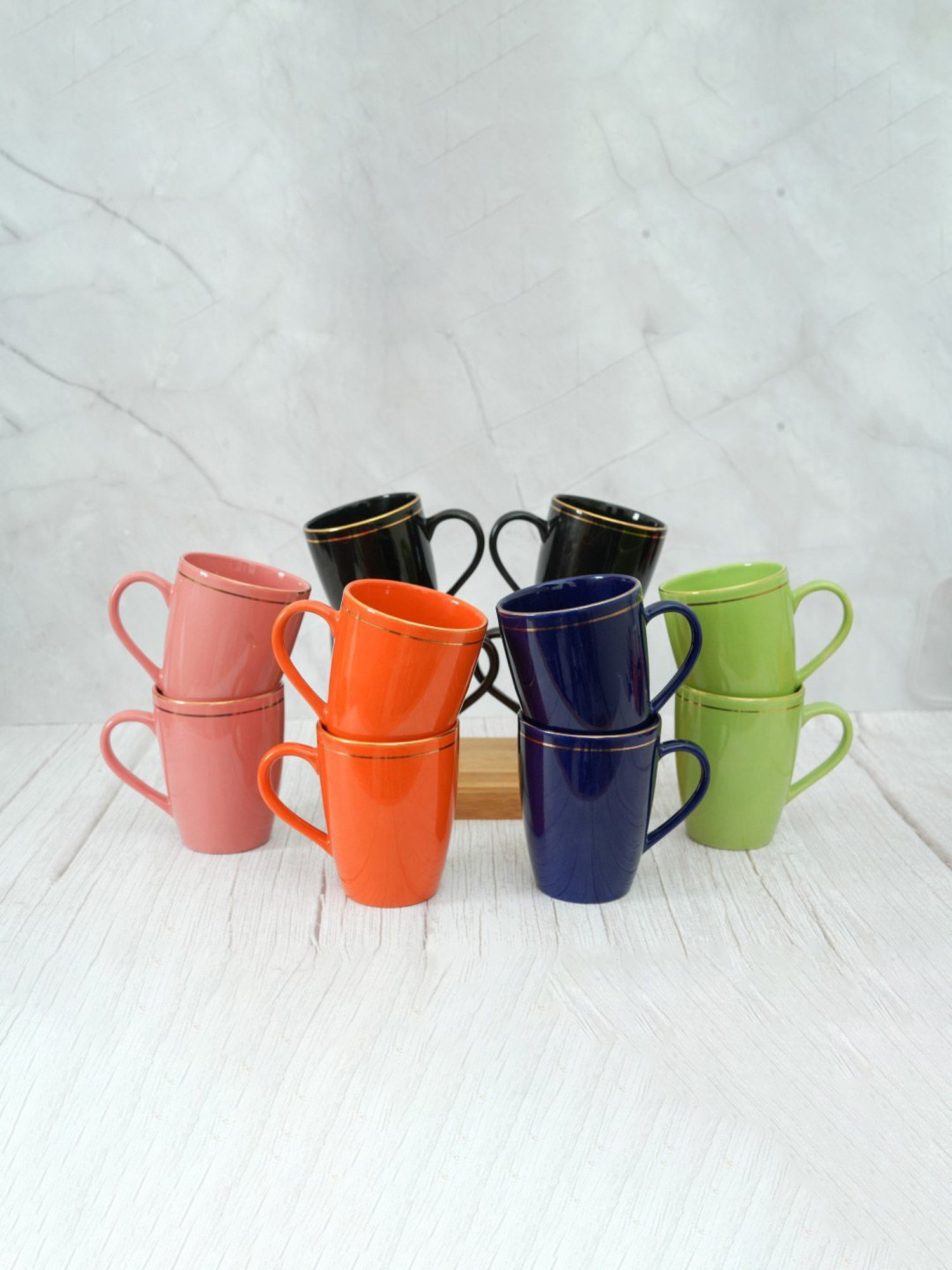 Femora India Black Ceramic Coffee Mug - Set of 2