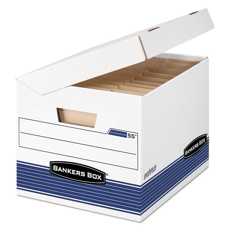 Bankers Box SYSTEMATIC Medium-Duty Storage Boxes Letter/Legal White/Blue 12/CT 0005502