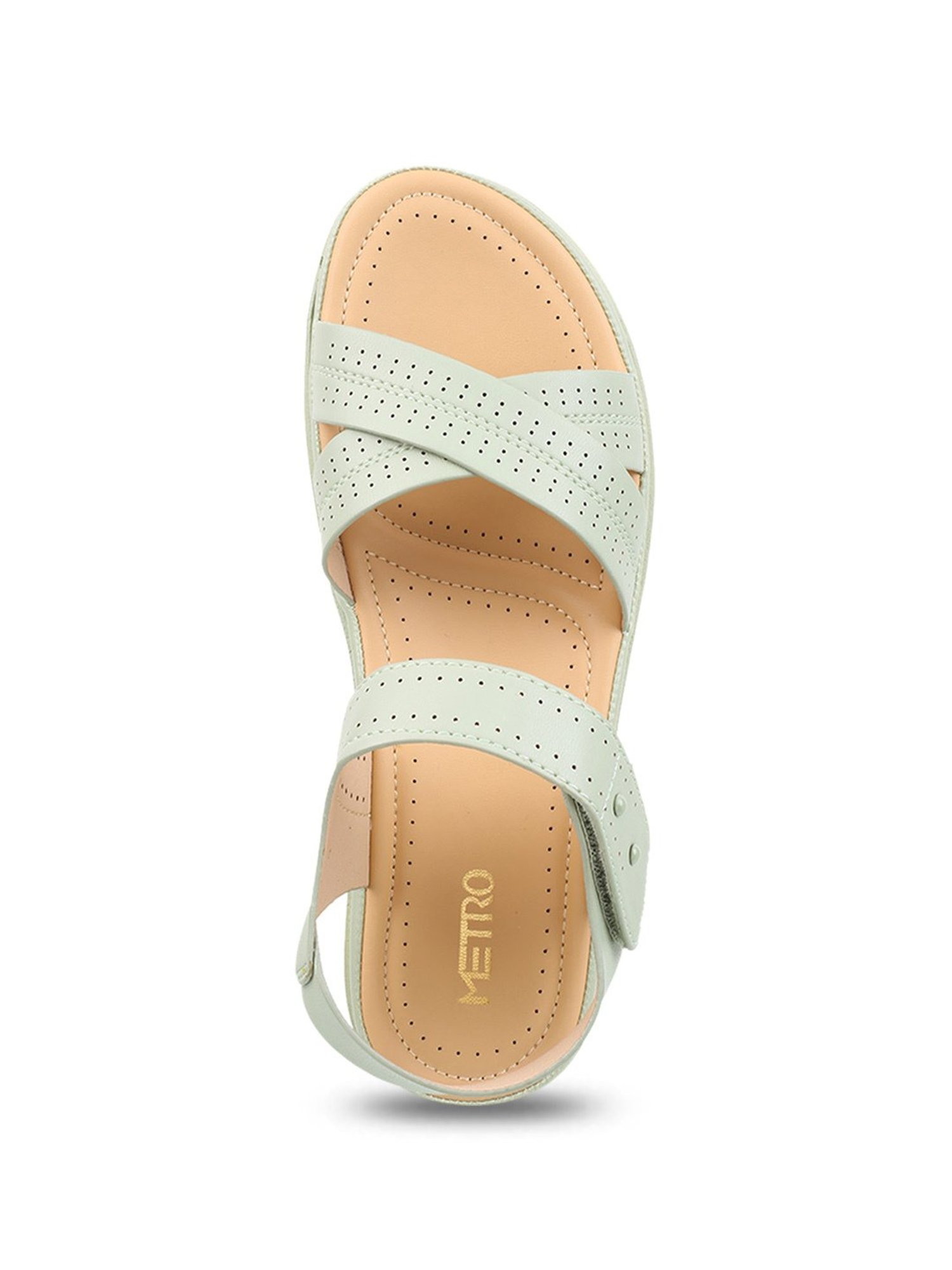 Metro Women's Green Ankle Strap Wedges