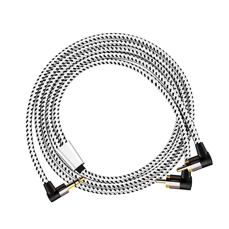 35mm to RCA Long 16ft Angle 35mm Male to 2RCA Male Auxiliary Stereo Audio Y Splitter GoldPlated for Smartphones MP3 Tablets SpeakersHome TheaterHDTV5M