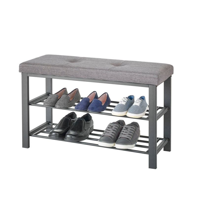 IRIS 2 Tier Slim Stackable Metal Shoe Rack Black