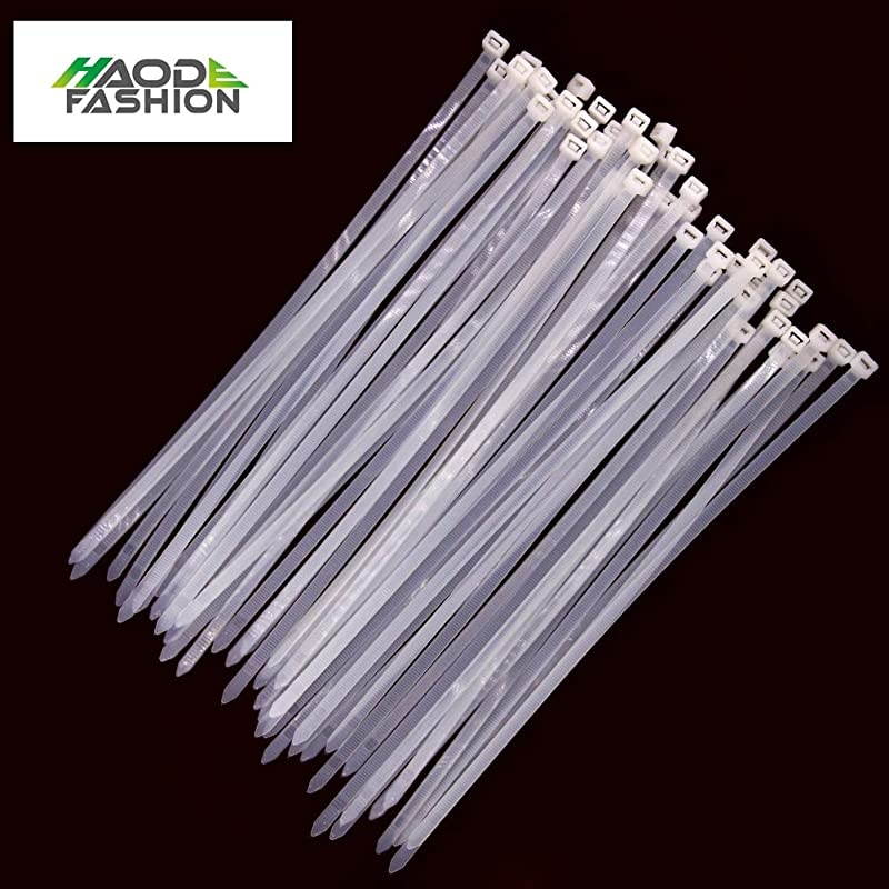 Long 14 Inch White Clear Strong Cable Ties, Upgrade Industrial UV Resistant Durable Life Zip Ties, Heavy Duty Cable Management for Large Objects (14 inch, 120LB, White, 50 Pack)