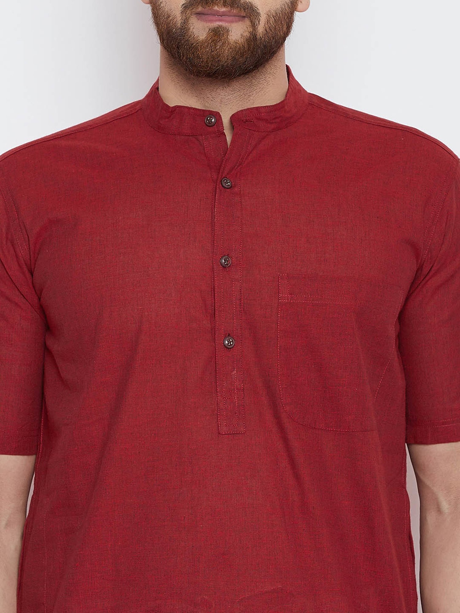 Even Maroon Mandarin Collar Kurta