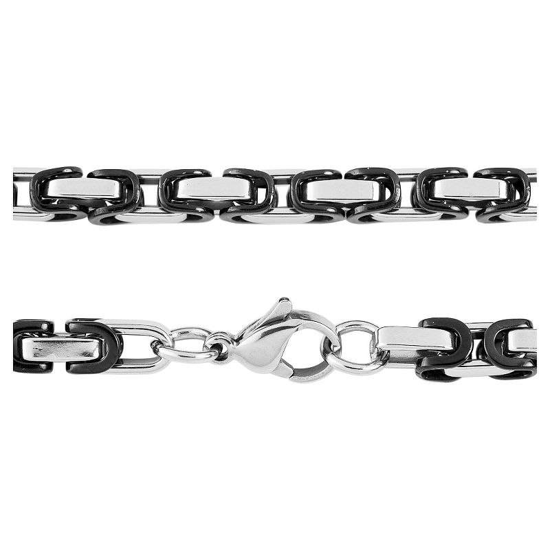 Men's West Coast Jewelry Silverplated and Blackplated Byzantine Chain Necklace