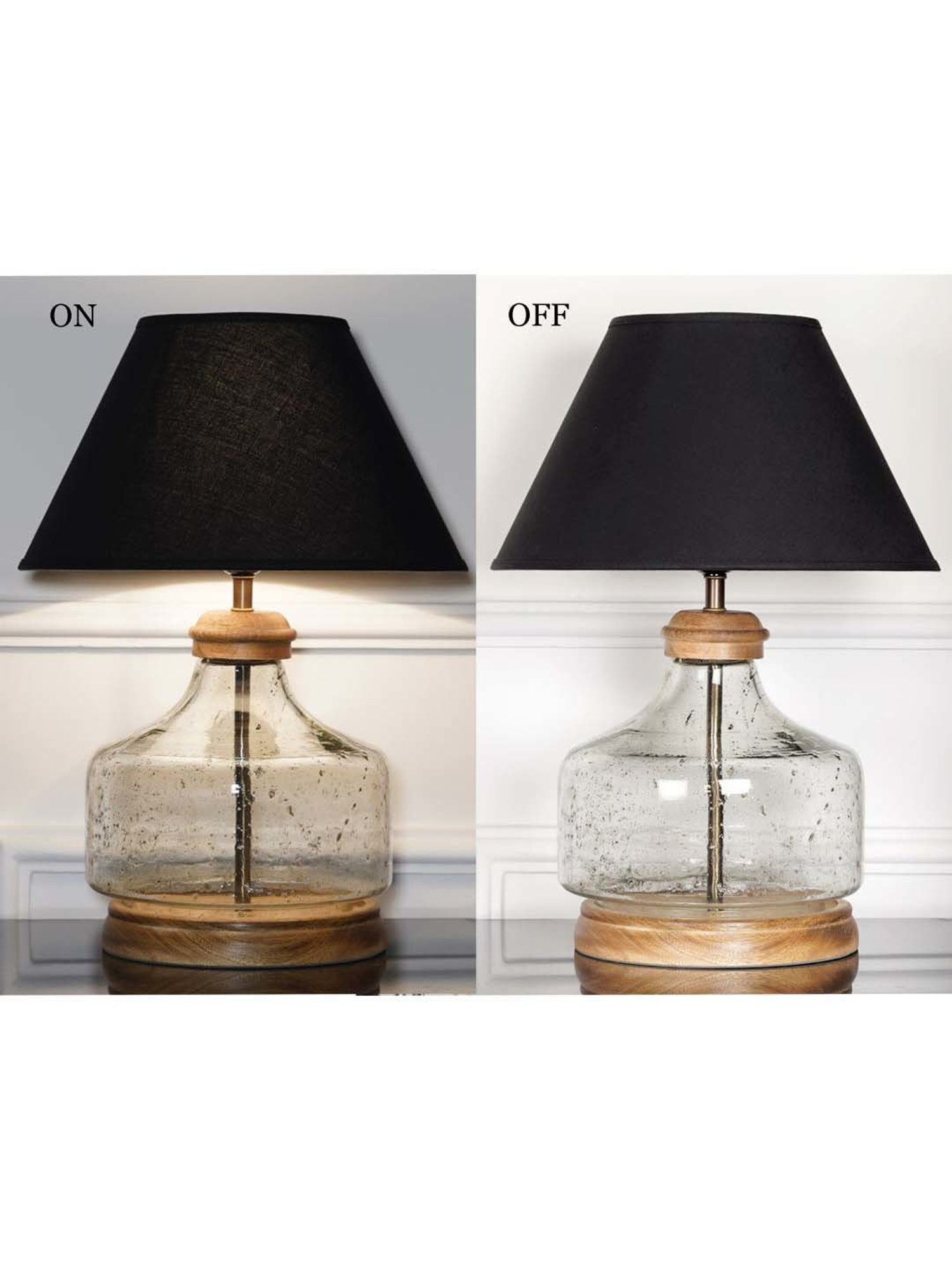 Kapoor Lamp Shades Clear & Brown Glass Tuscan Table Lamp With Cotton Shade