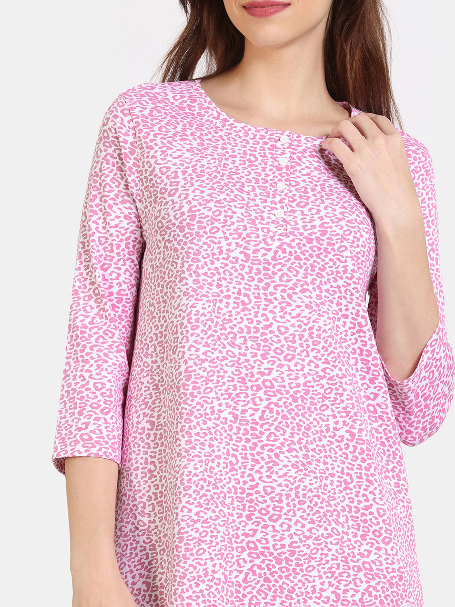 Zivame Pink Printed Night Dress