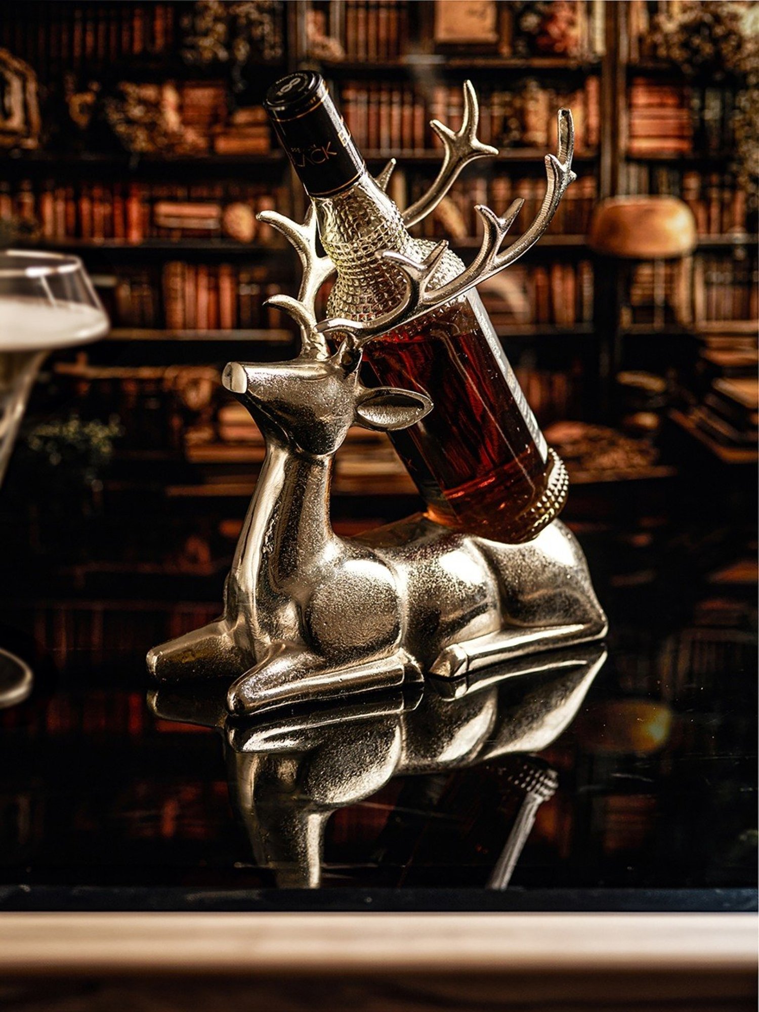 Trovea's Deer Design Silver Bottle Rack