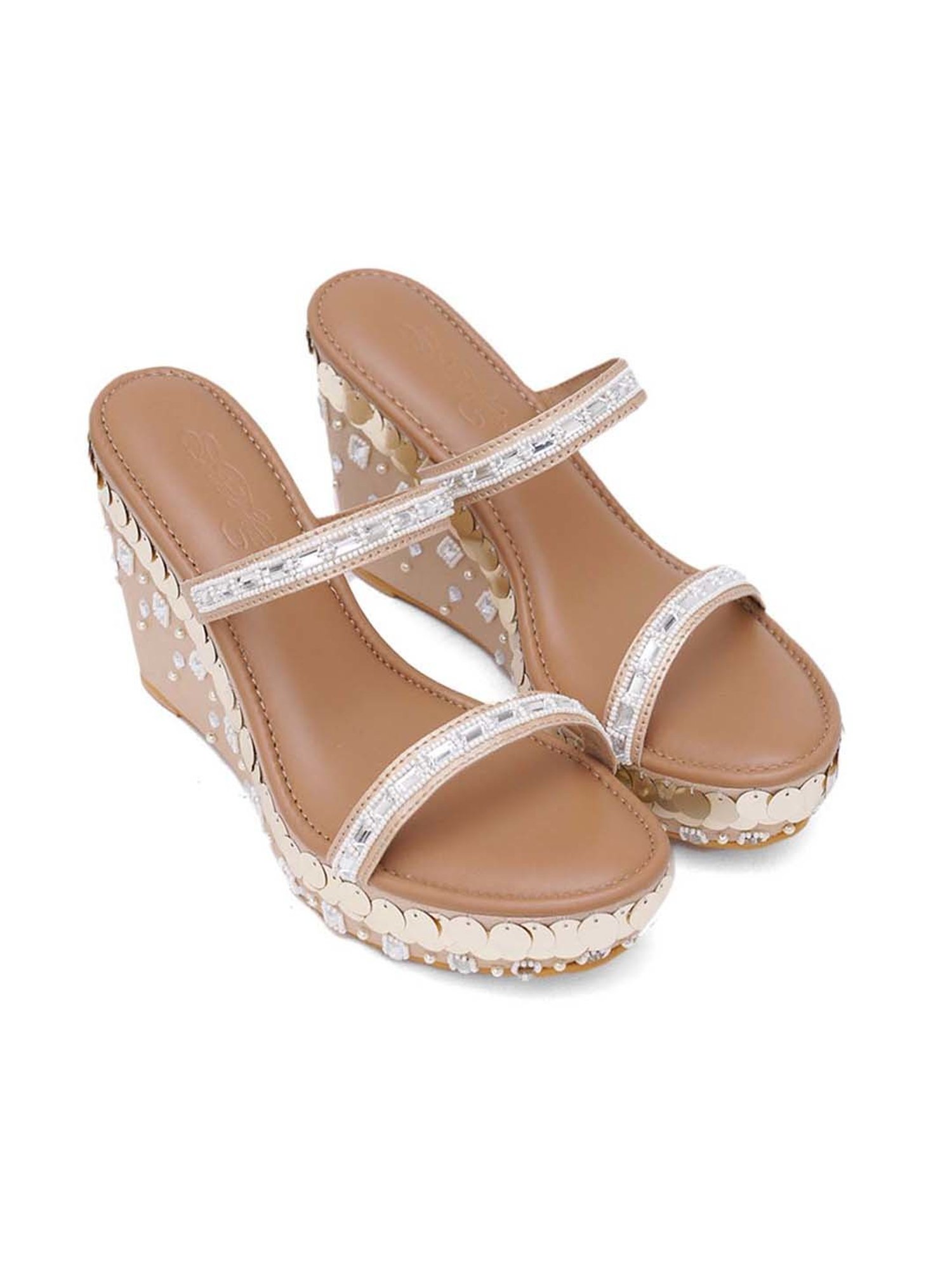 Sole House Women's Gold Ethnic Wedges