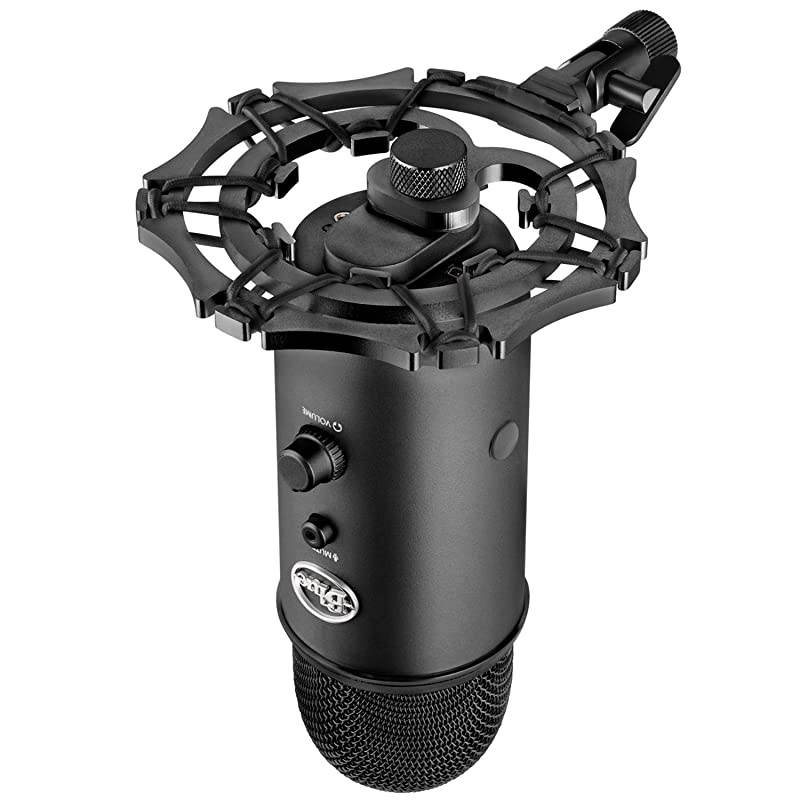 Blue Yeti shock mount by  Designed to Eliminate Noise and Vibrations Stand Made from Quality Aluminum Material Can Also Fit Blue Snowball and other Large Microphones Black
