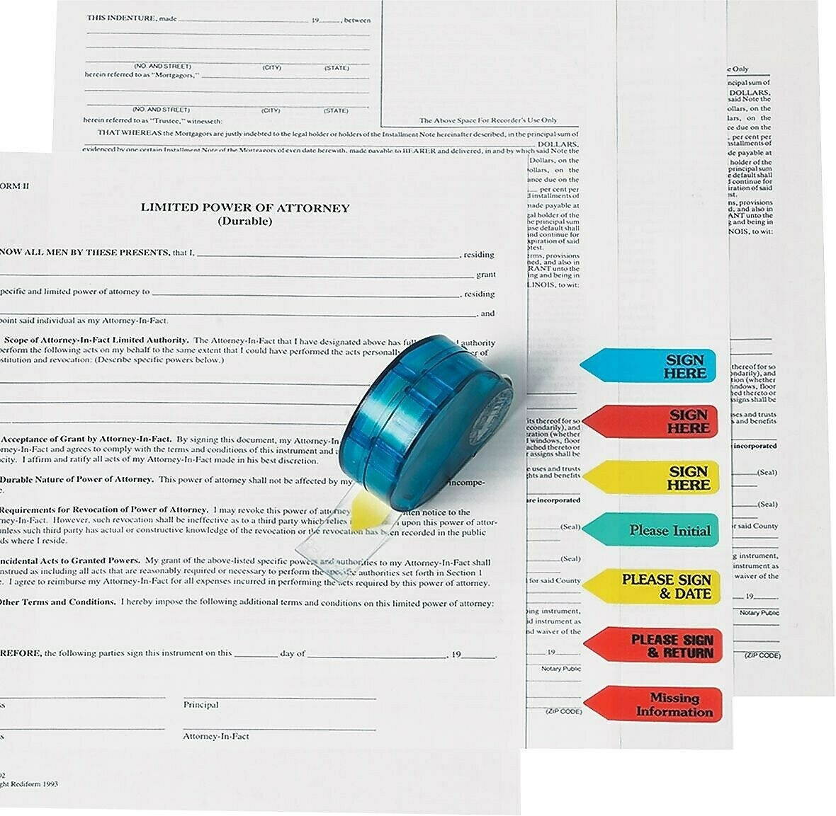 Redi-Tag Arrow Message Page Flag Refills "Please Sign & Date" Yellow 120/Roll 6