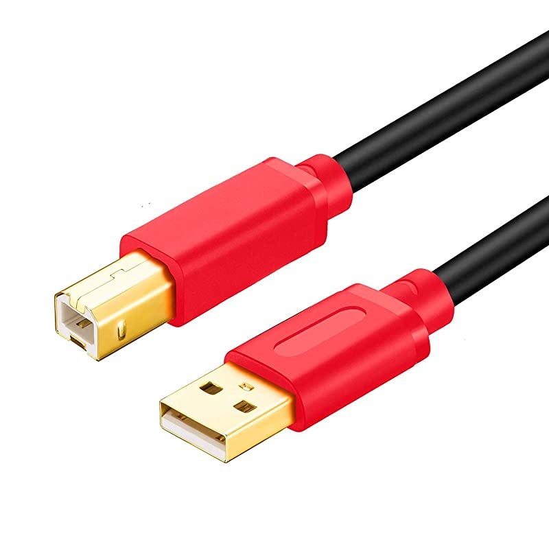 Printer Cable 40Ft USB 20 High Speed GoldPlated Connectors Printer Scanner Cable Cord A Male to B Male for HP Canon Lexmark Dell Xerox Samsung etc 40Ft12M Red