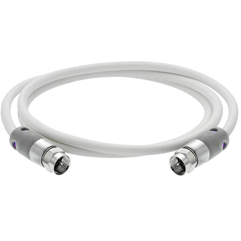 Coaxial Cable (3 Feet) with F-Male Connectors &ndash; Dual Shielded - Flex Series - Digital Audio/Video Cable - White - (Part# CJ03-MWF-N1)