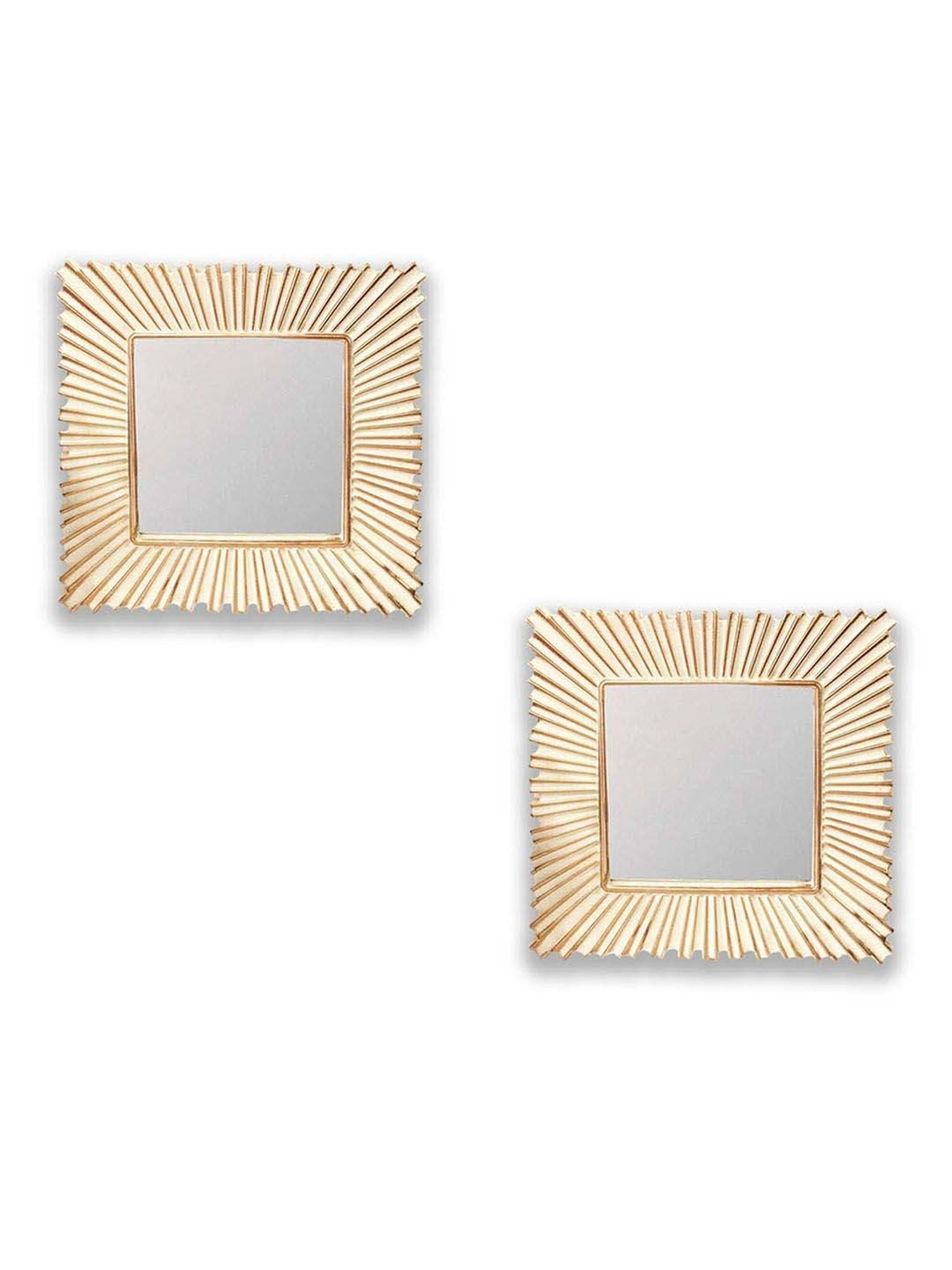 Art Street Gold Plastic Decorative Square Shepe Wall Mirror - Set of 2