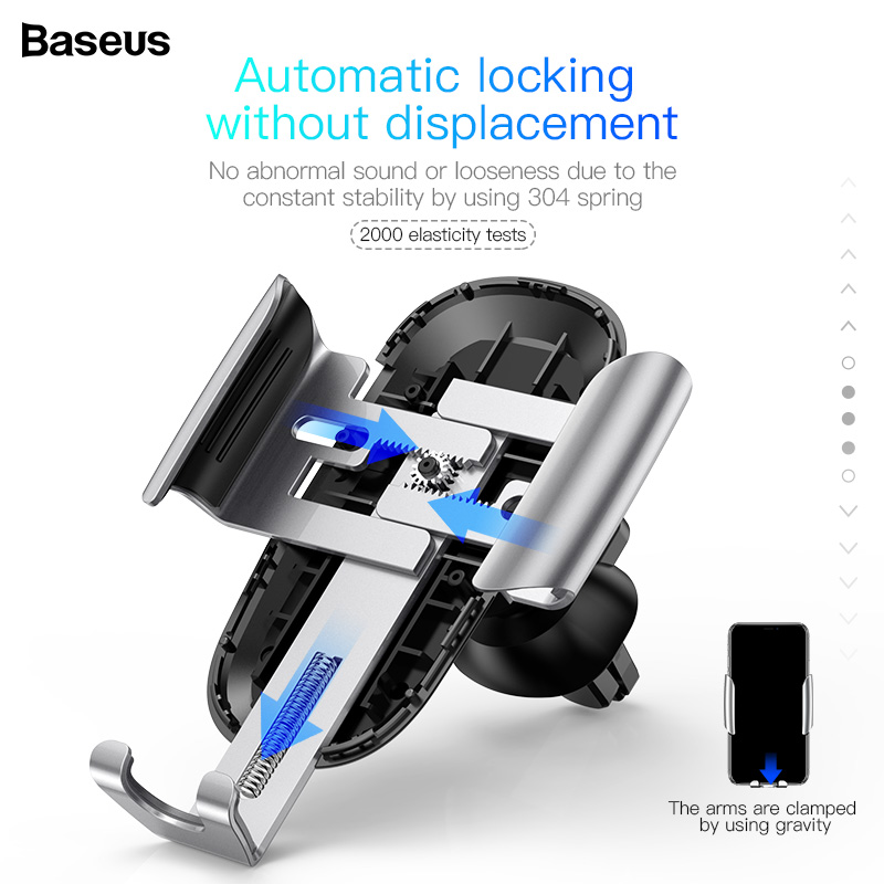 Baseus Car Phone Holder for iPhone Samsung Mobile Phone Holder Stand Metal Gravity Air Vent Mount GPS Cell Phone Holder in Car
