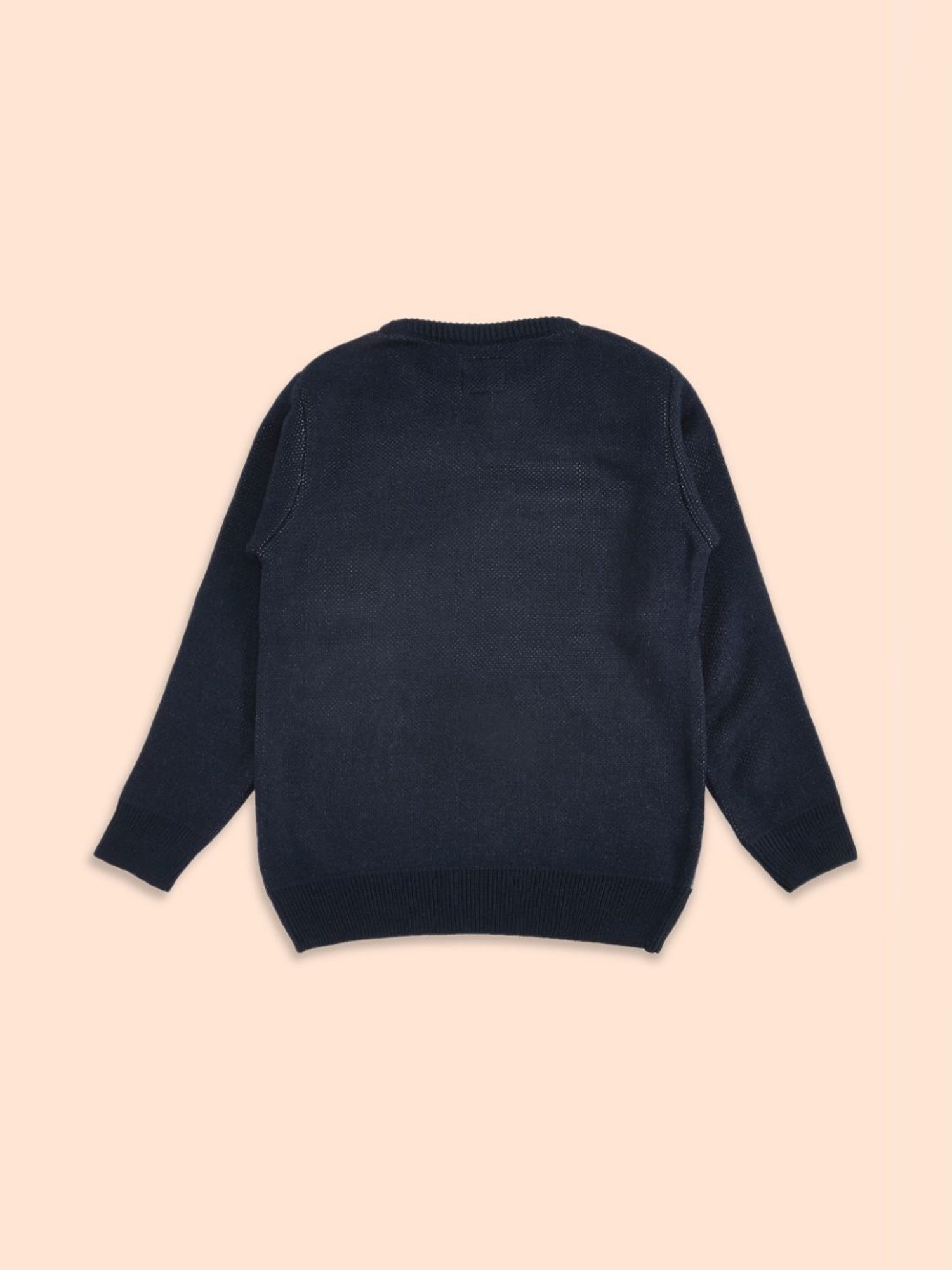 Pantaloons Junior Navy & Grey Cotton Printed Full Sleeves Sweater