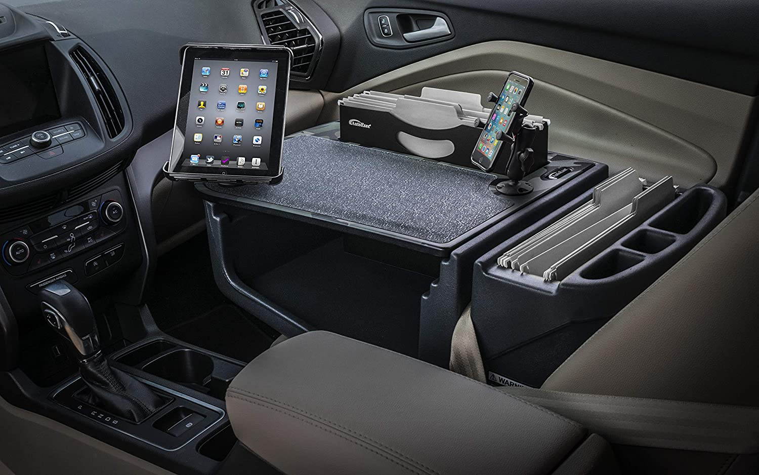 AutoExec AUE28559 Efficiency FileMaster Car Desk Green Camouflage Finish with Built-in 200 Watt Power Inverter, Phone Mount, and Tablet Mount (Older Finish)
AESFile-03 Tablet GC