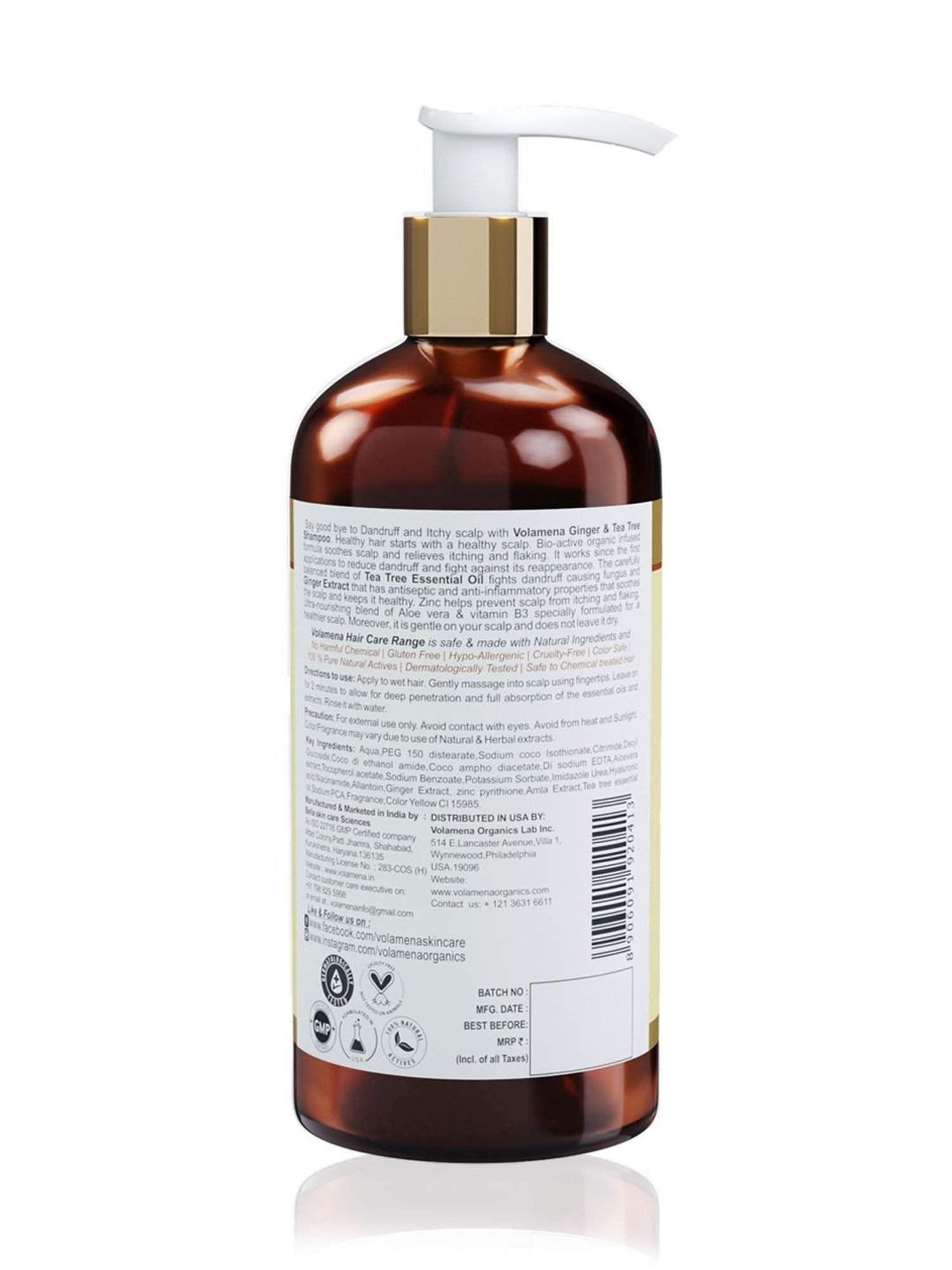 Volamena Ginger & Tea Tree Shampoo - 300 ml
