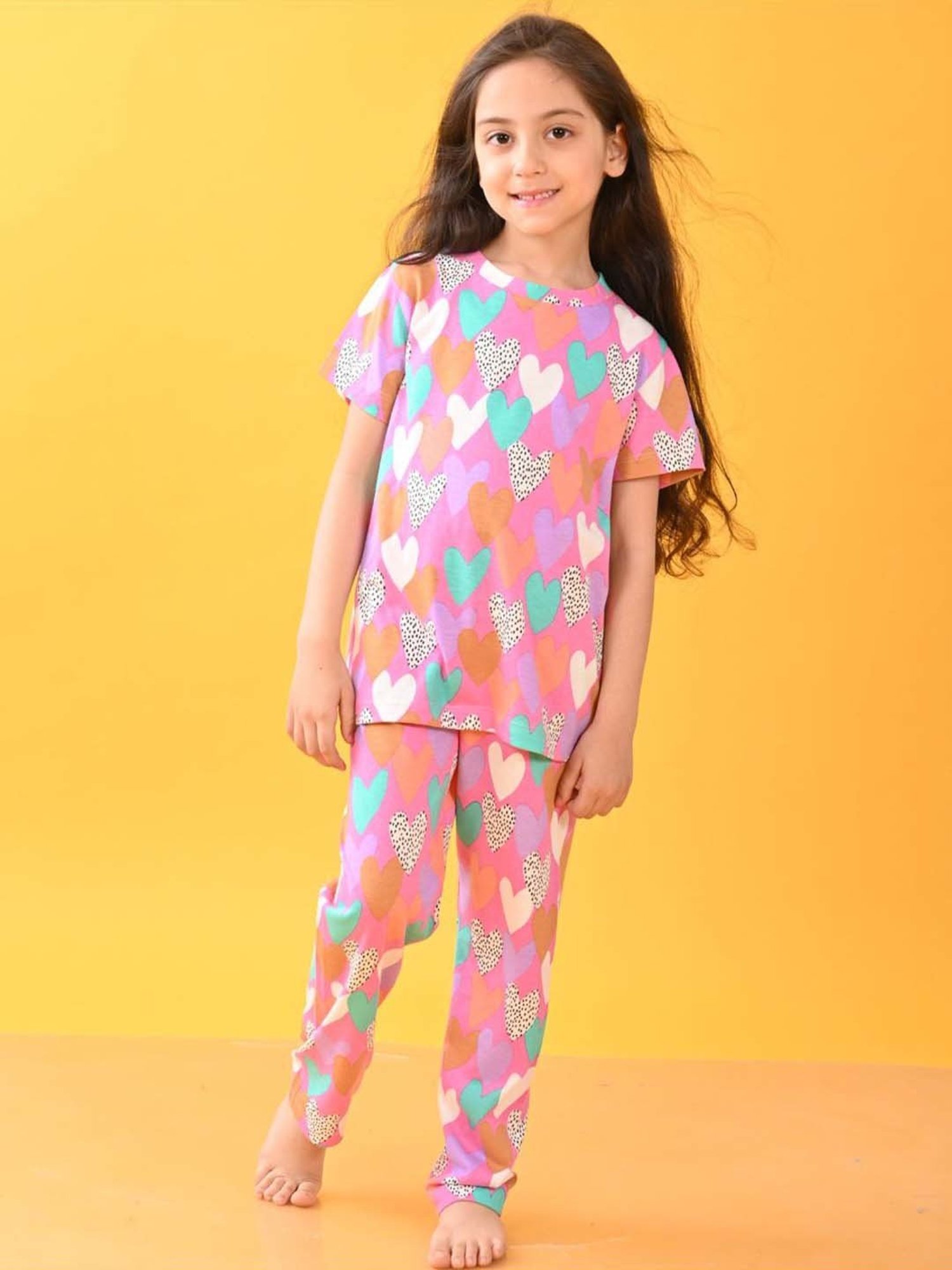 Anthrilo Kids Purple Cotton Printed T-Shirt & Short