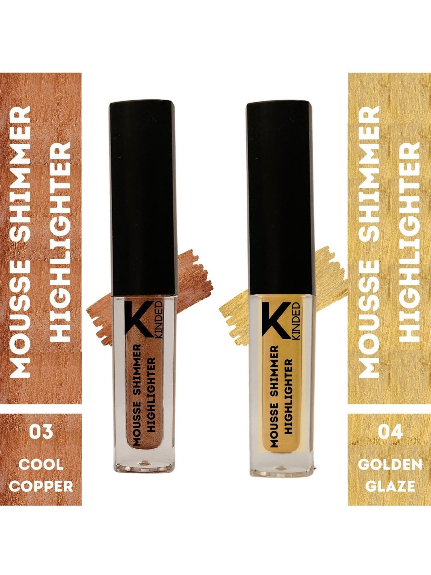 KINDED Mousse Shimmer Highlighter 03 Cool Copper & 04 Golden Glaze Combo