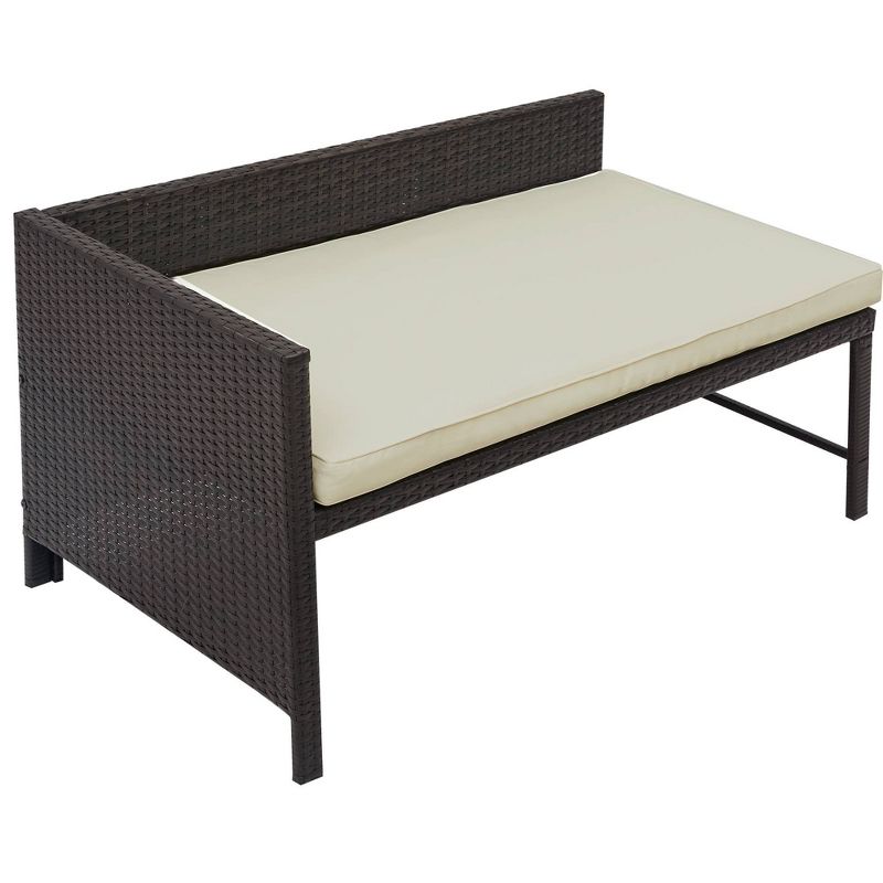 3pc Rattan Wicker Patio Sofa Set with Coffee Table - Art Leon