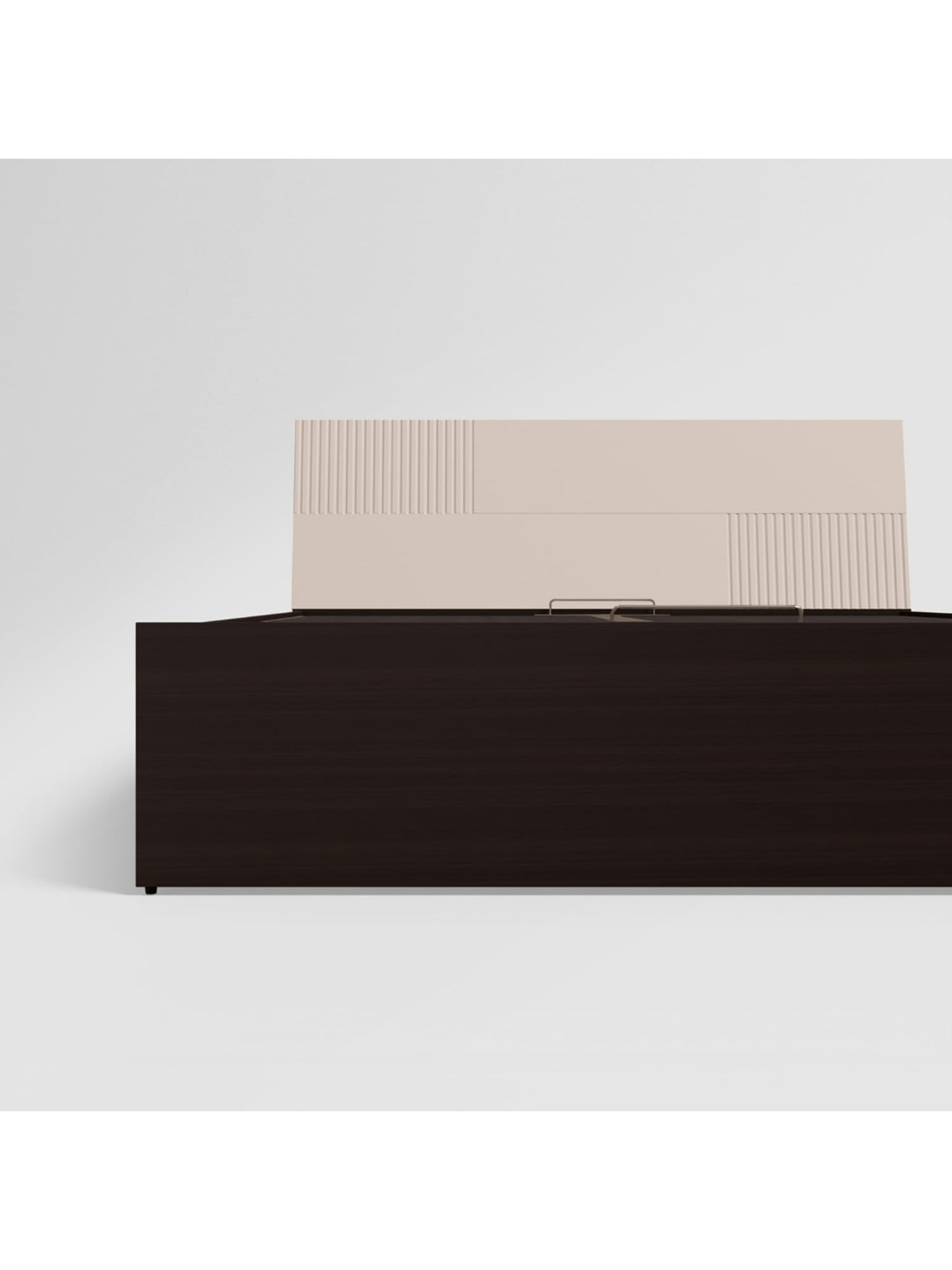 Godrej Interio Flutes Wee Cream Engineered Wood Queen Size Bed with Hydraulic Storage