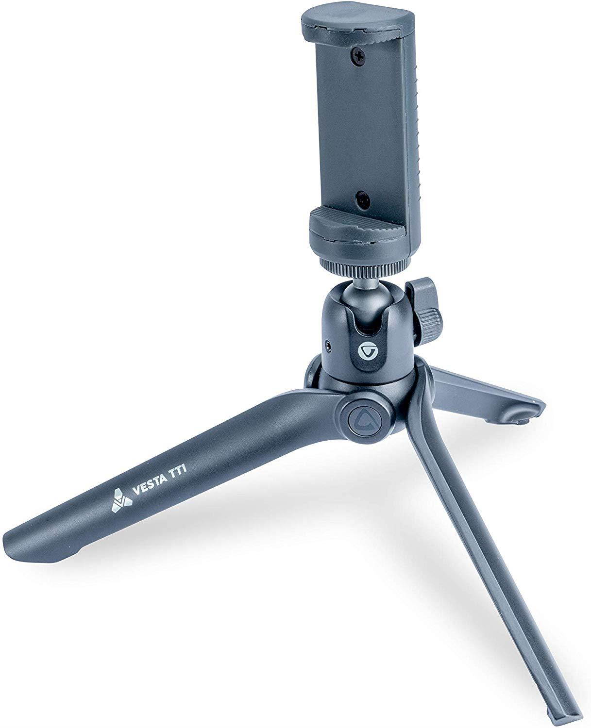 VANGUARD Vesta TT Aluminum Tabletop Tripod with Smart Phone Holder - Black (Vesta TT1 BP)