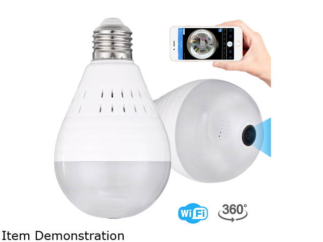 FirstPower Mini Wireless 1080P SPY Hidden IP Camera 360&deg; Panoramic WIFI Control Light Bulb