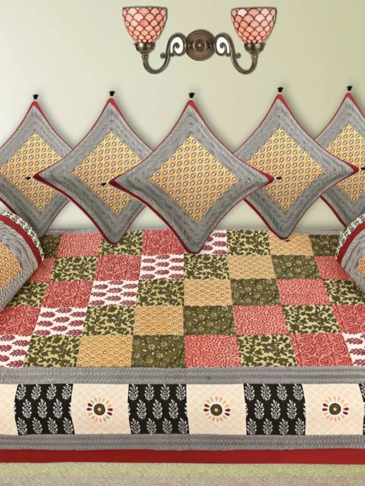 Maspar Blue Cotton 200 TC Reversible Duvet Cover Set