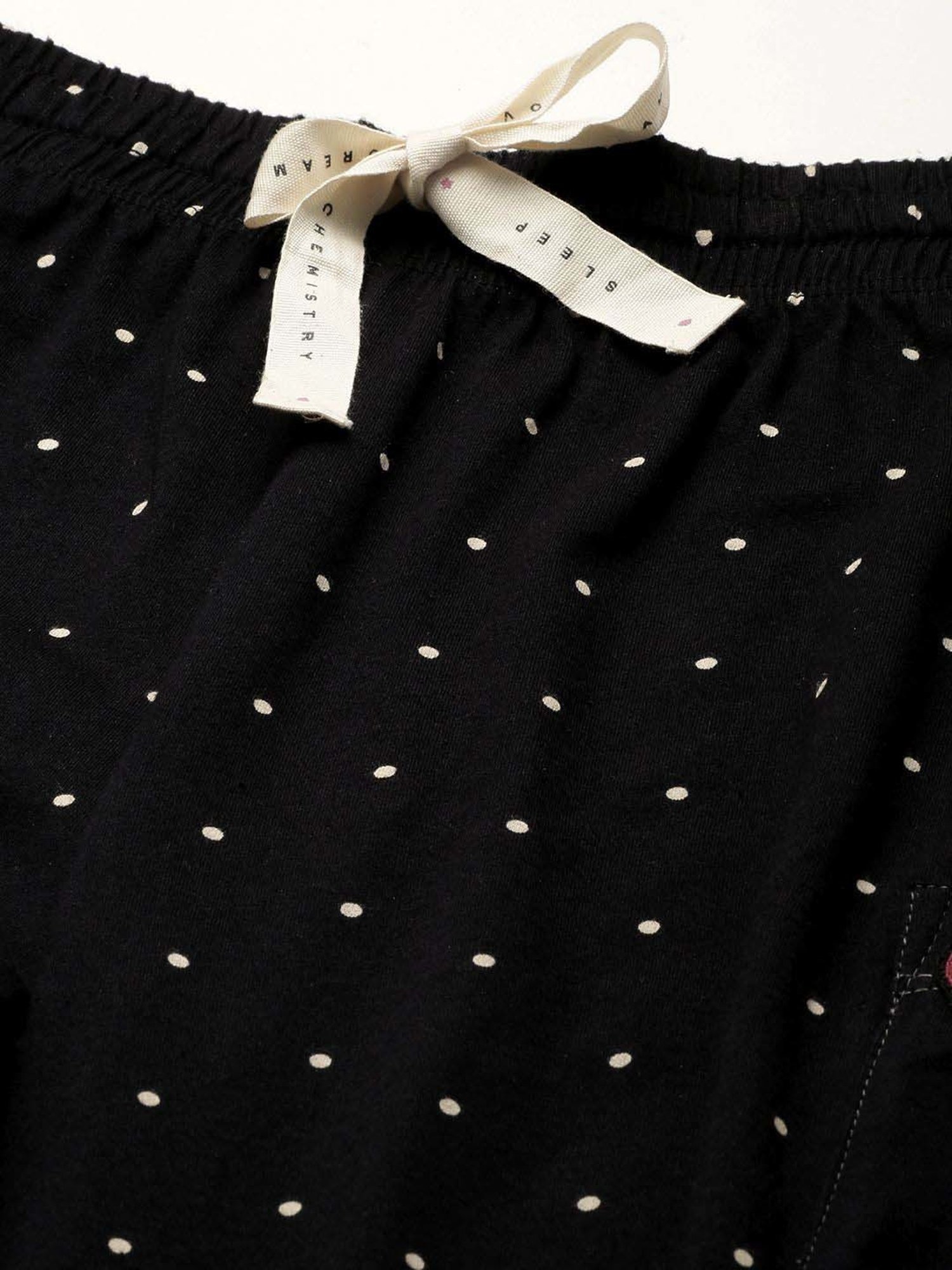 Chemistry Black Cotton Printed T-Shirts Pyjama Set