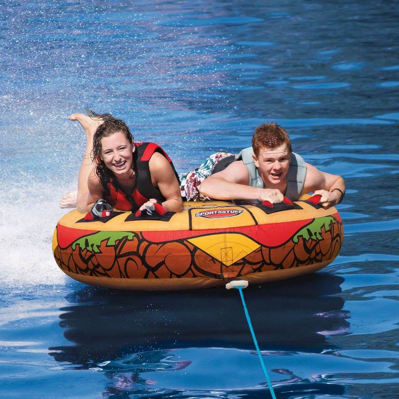 Sportsstuff 58 Inch Inflatable 2 Rider Cheeseburger Towable Lake Tube | 53-3050