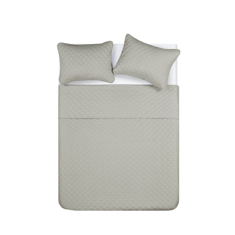 King 3pc Maxton Embossed Quilt Set Taupe - Jade + Oake