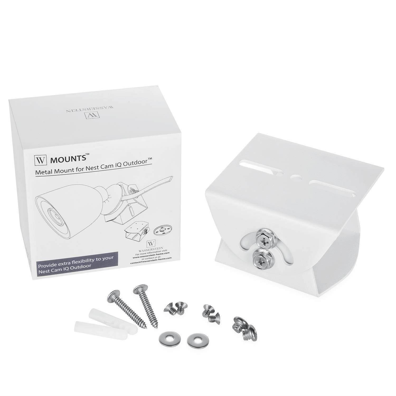 Wasserstein Adjustable Metal Mount Compatible with Nest Cam IQ Outdoor - Extra Flexibility for Your Nest Cam (White)