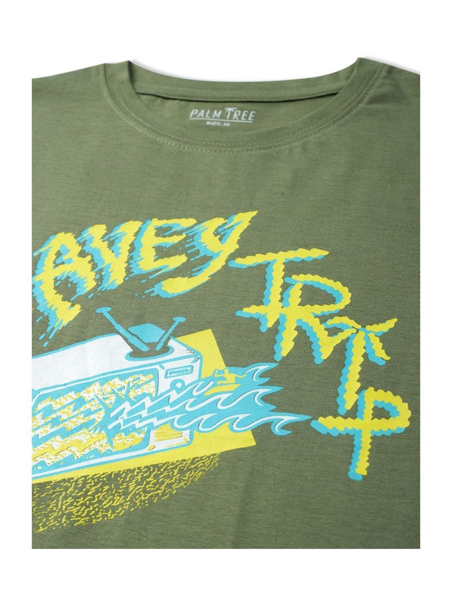 Palm Tree Kids Grey Cotton Printed T-Shirt