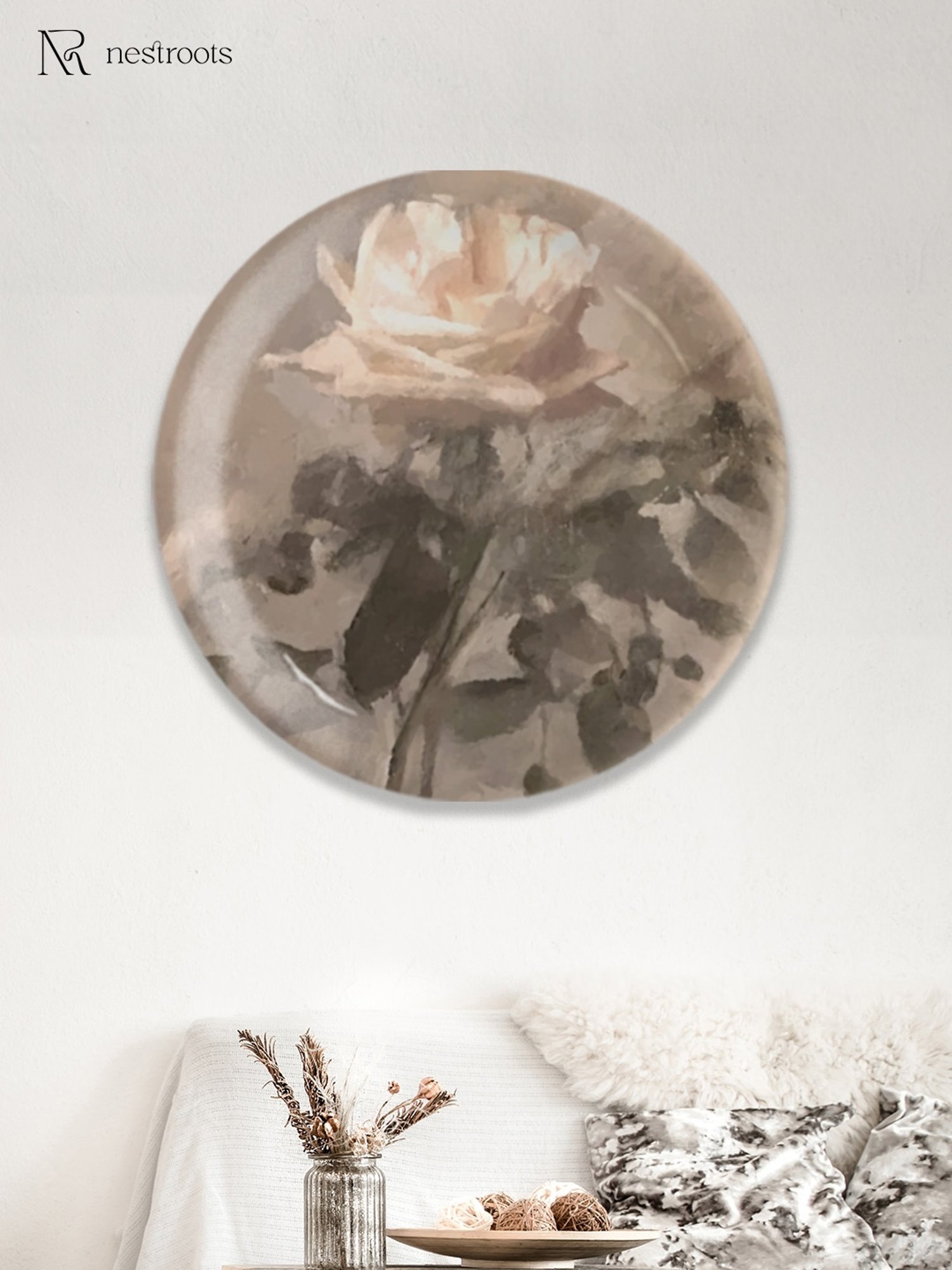 Nestroots English Rose Multicolor Porcelain Wall Plate