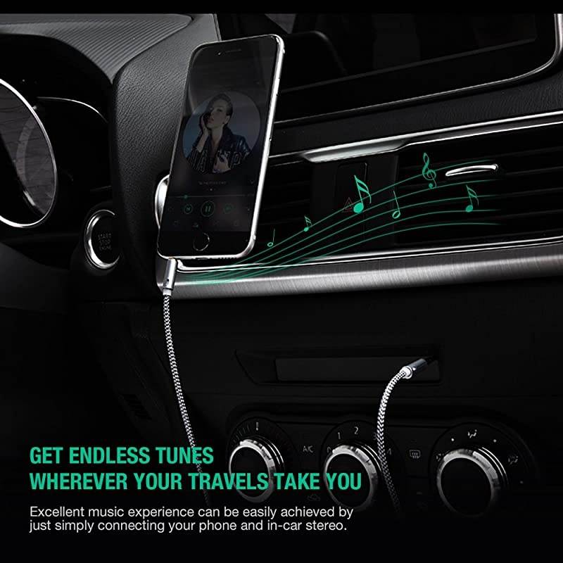 AUX Cable 2Pack8ftHiFi Sound Quality 35mm Auxiliary Audio Cable Nylon Braided AUX Cord for CarHome StereosSpeakeriPhone iPod iPadHeadphonesSony BeatsEcho Dot More