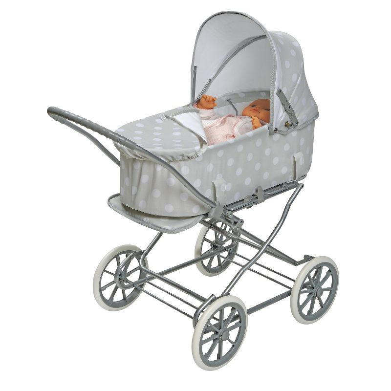 Badger Basket Just Like Mommy 3-in-1 Doll Pram/Carrier/Stroller - Gray/Polka Dots