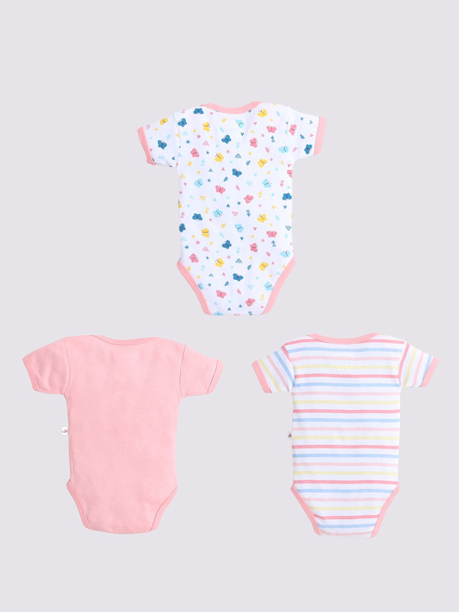 Bumzee Kids Multicolor Printed Bodysuit (Pack Of 3)