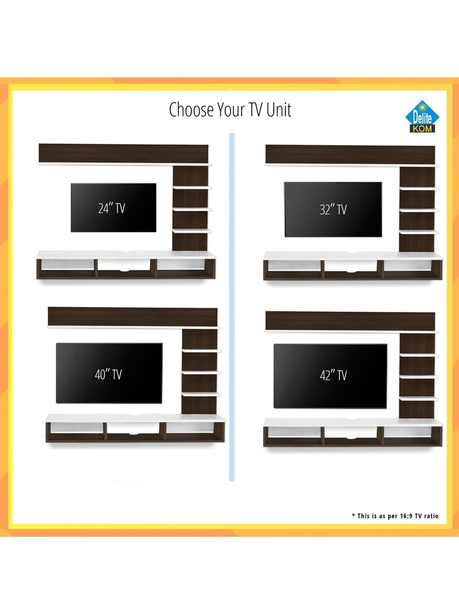 Delite Kom Flex Flowery Wenge & Acacia Dark Engineered Wood TV Entertainment Unit