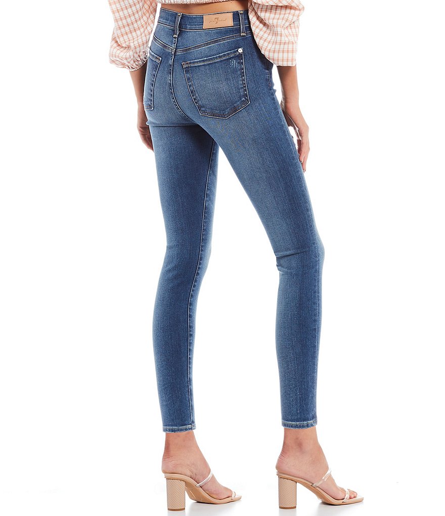 7 for all mankind Ski High Waist Distressed Hem Detail Skinny Jeans