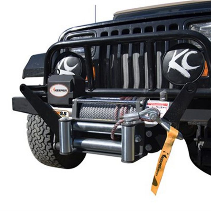 Keeper KW95122 Extreme Series 12 Volt 9500 Pound Capacity Electric Winch for Mid to Full Size Vehicles with 100 Foot Galvanized Wire Rope Cable, Black