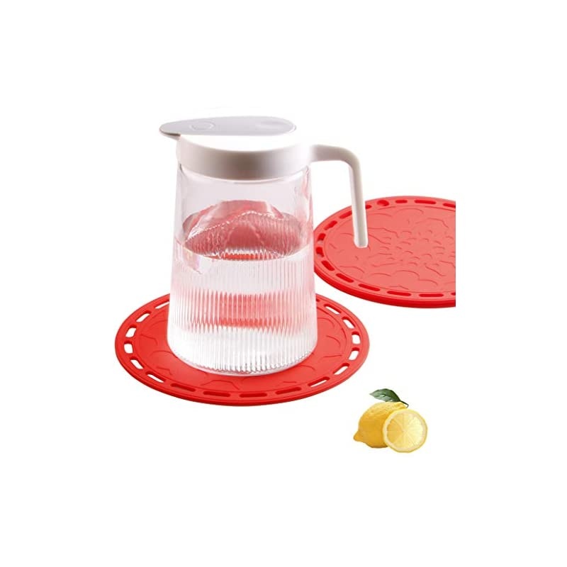 Plus Big Round Silicone Pot Holder Hot Pads and Trivets for Hot Dishes and Hot Pots, Hot Mats for Countertops, Tables, Spoon Rest Small Place Mats Set of 3 Color Red