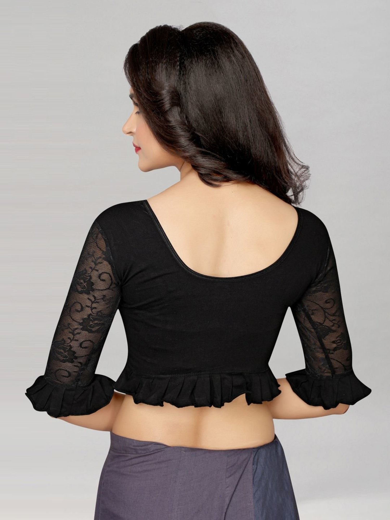 Satrani Black Floral Print Blouse