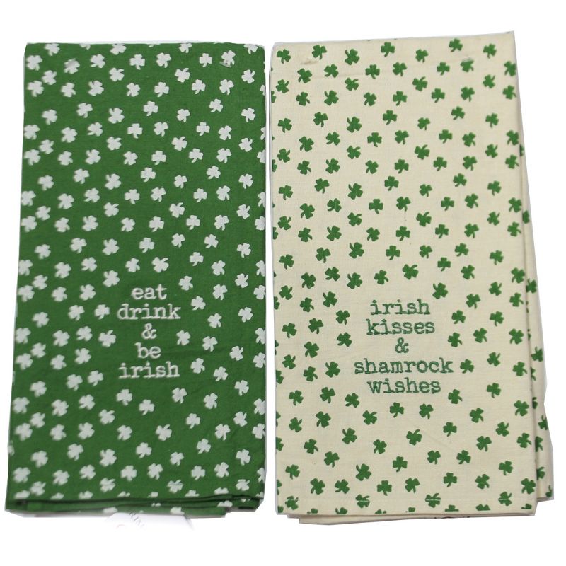 Tabletop 26.0" Irish Dish Towel St Patricks Day Clover Primitives By Kathy  -  Kitchen Towel