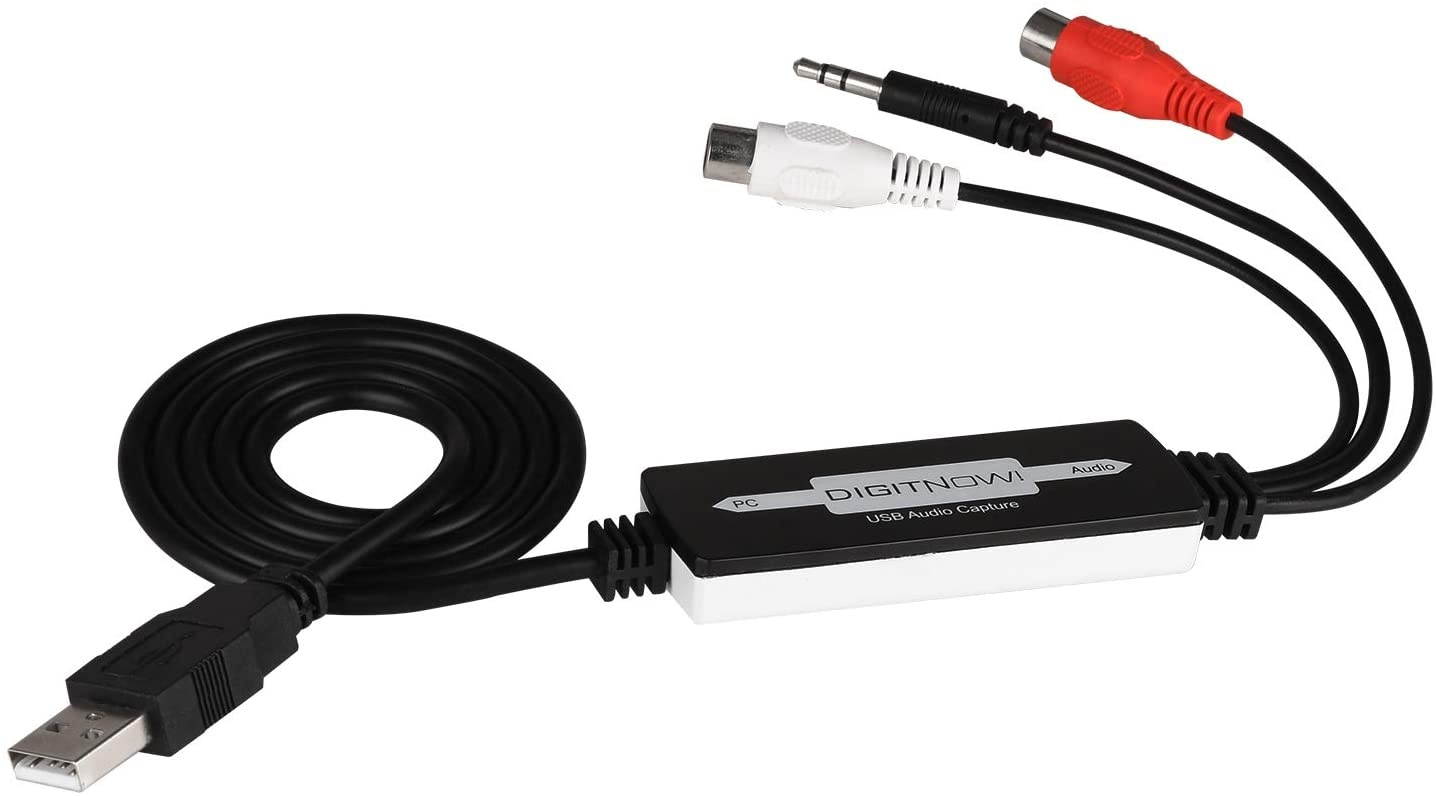 DIGITNOW! USB 2.0 Digital Audio Capture Card for Vinyl Records Audio Grabber for Cassette Tapes to mp3 Converter