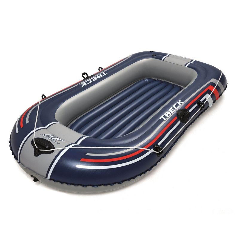 Bestway 61064E Hydro Force Treck X1 Inflatable 2 Person Water Fishing River Raft Boat Tube with Oarlocks and Carry Handles, Navy Blue