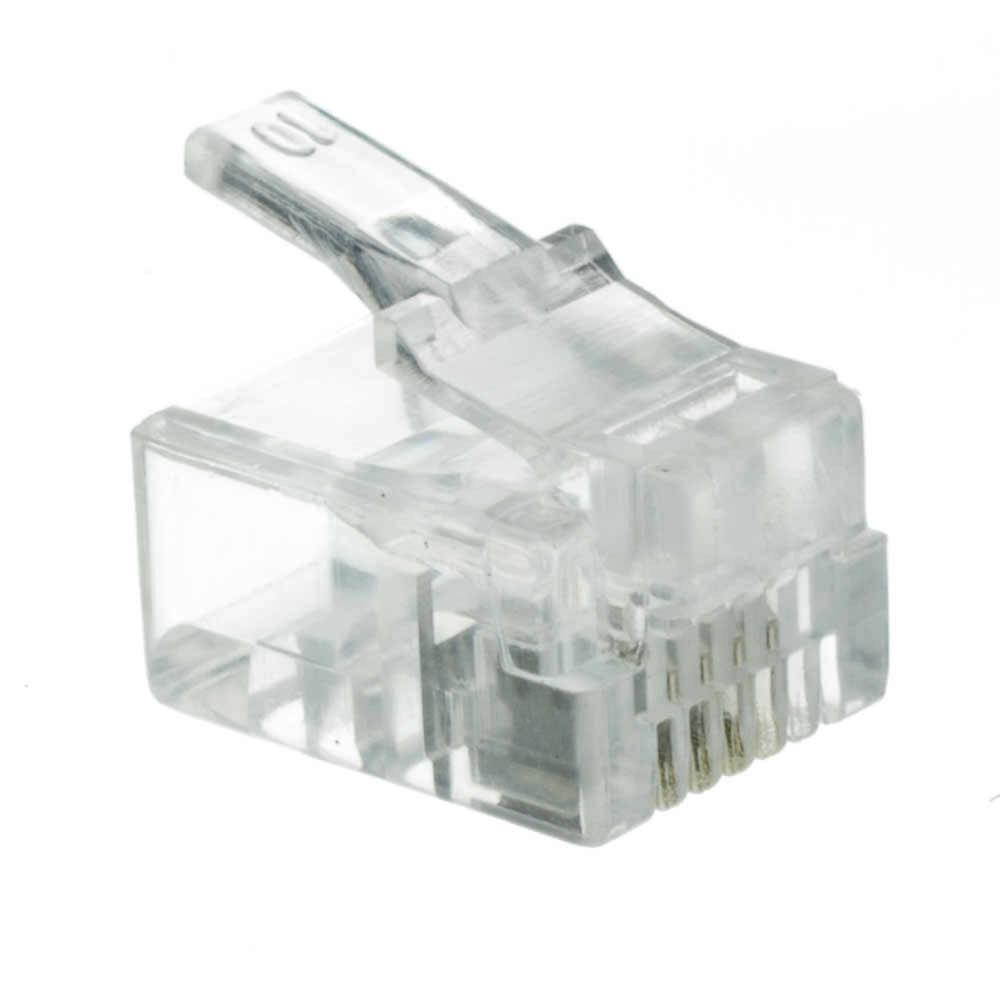 Offex Phone / Data RJ11 Crimp Connectors for Stranded Wire, 6P4C, 50 Pieces