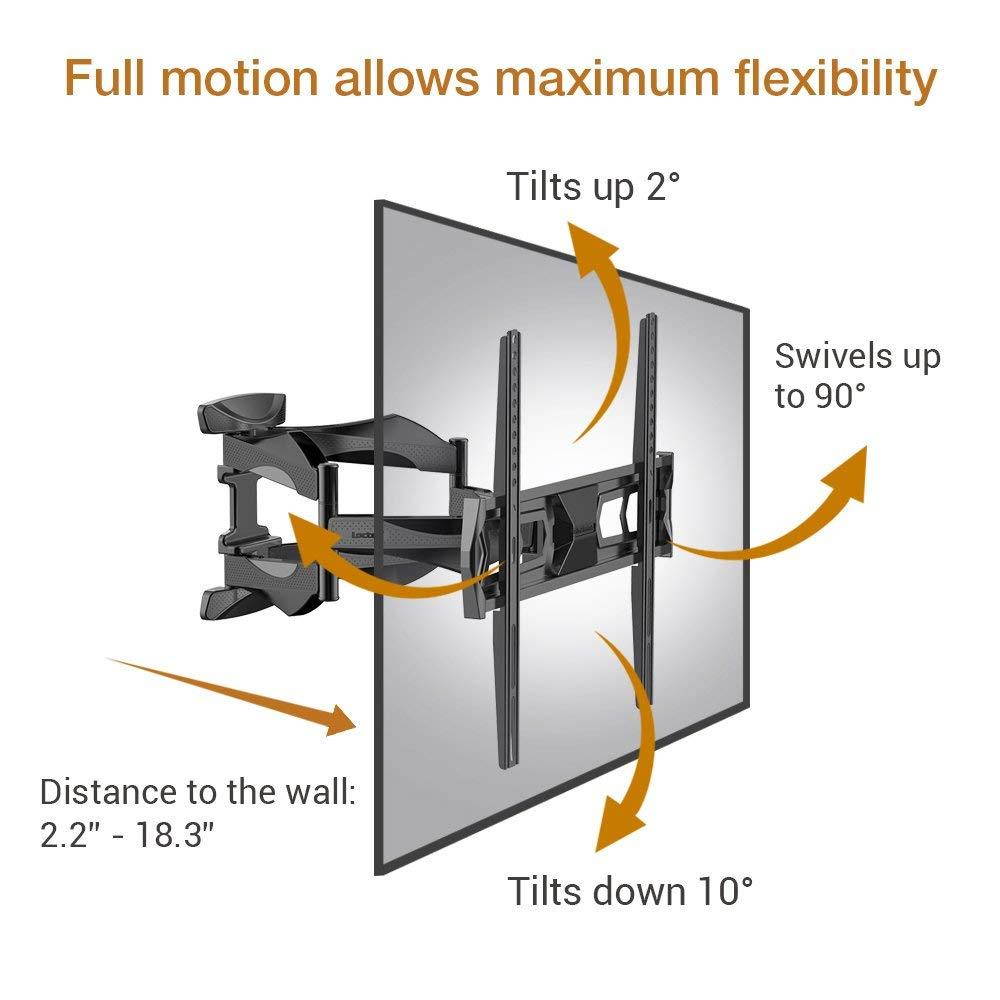 Fleximounts TV Wall Mount Long Extension Bracket Full Motion Articulating Swivel & Tilt for Most 32"-60" LED LCD Plasma Flat Screen up to VESA 400x400mm