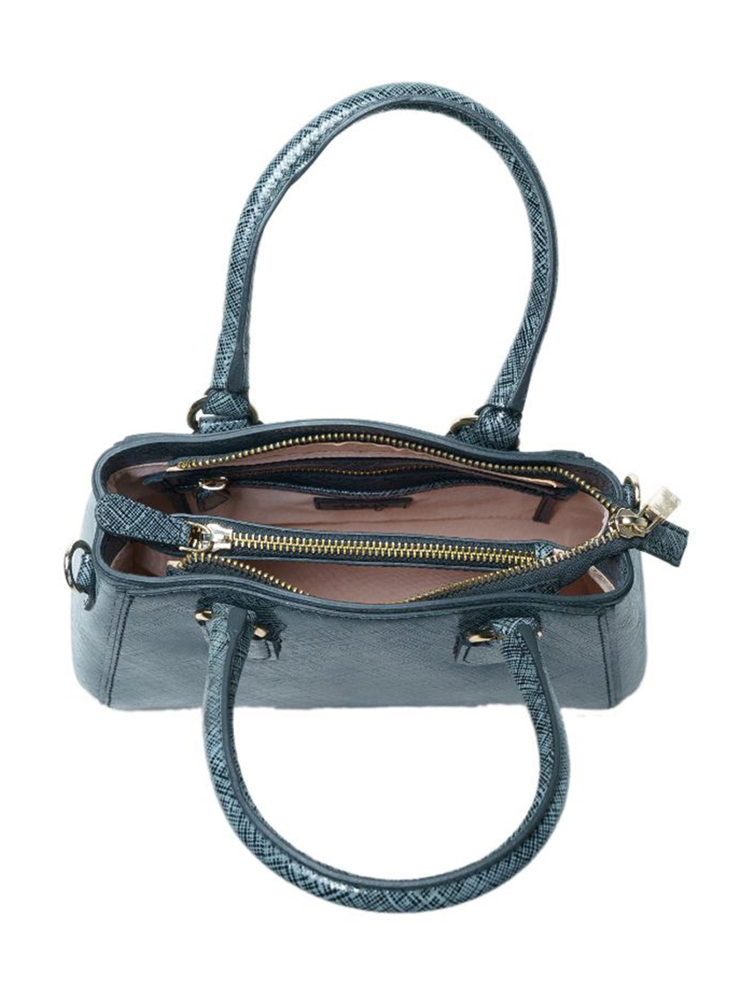 RI2K London Black Grey Leather Medium Textured Handbag